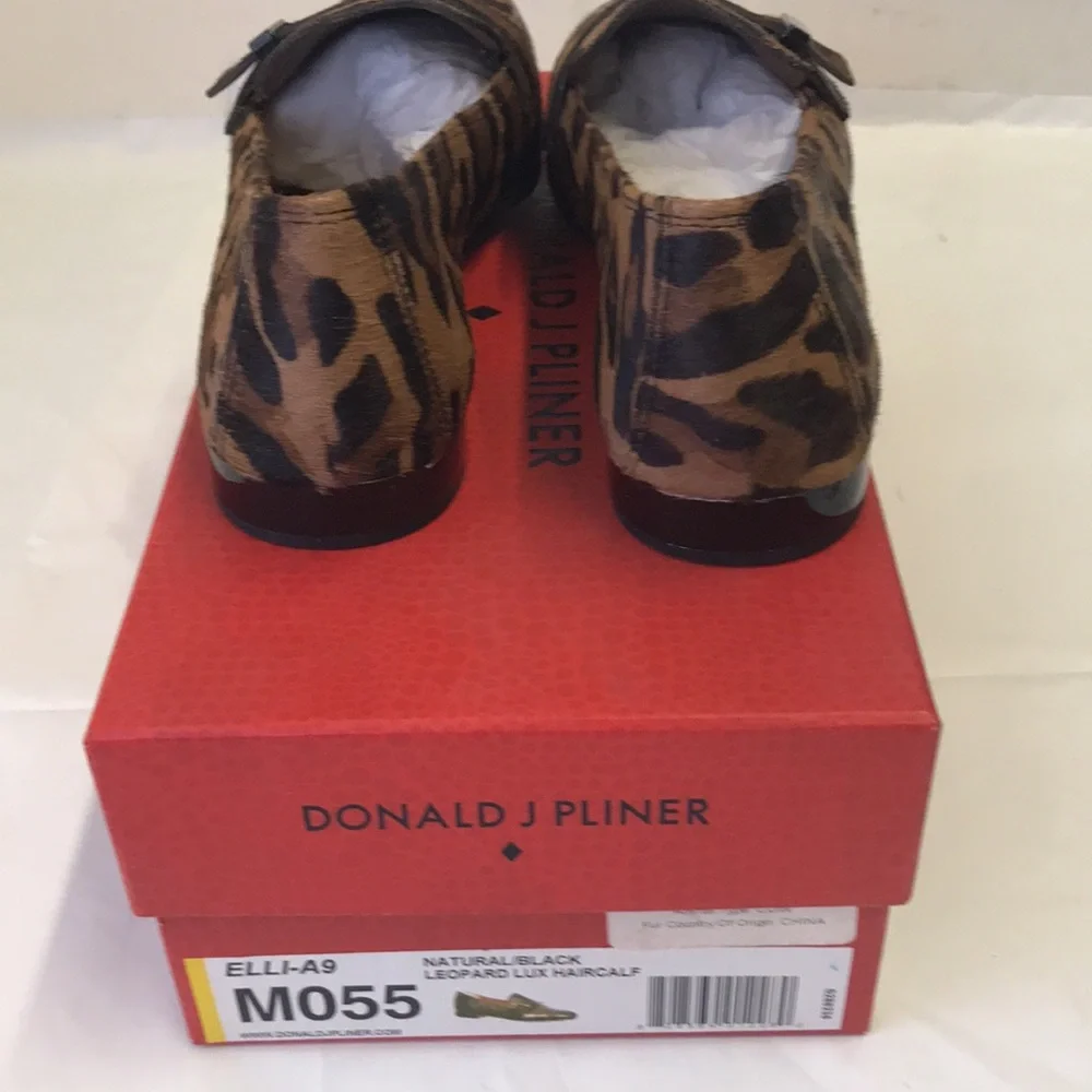 Donald J Pliner Elli Leopard Leather Haircalf Loafers Natural Black